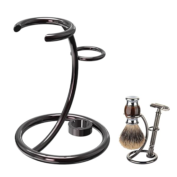 Linkidea Stainless Steel Shower Shaving Brush Stand for Vikings Blade Razors - Brushed Nickel Holder