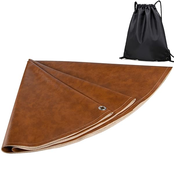 Linkidea Vegan Leather Splat Mat: Reusable High Chair Floor Protector & Portable Picnic Blanket for Kids (Brown) - Image 3