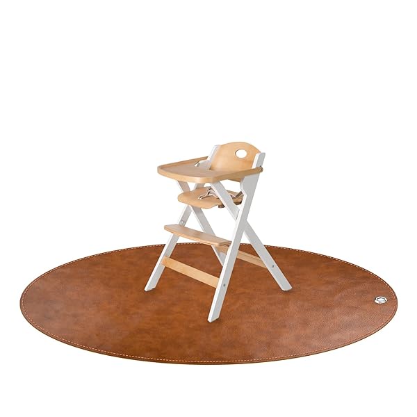 Linkidea Vegan Leather Splat Mat: Reusable High Chair Floor Protector & Portable Picnic Blanket for Kids (Brown) - Image 6