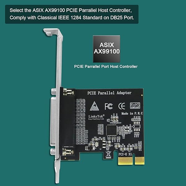 LinksTek 1-Port PCI Express Parallel Card for Printers IEEE 1284 Standard DB25 LPT PCIE Parallel Port Supports SPP Nibble Byte ECP Mode - Image 4
