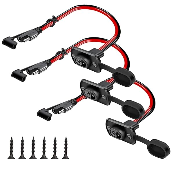 Linkstyle 3PCS SAE Quick Connector Harness, 1FT 12AWG SAE Adapter Male Plug to Female Socket Cable, for Solar Panel Battery Charger Cable