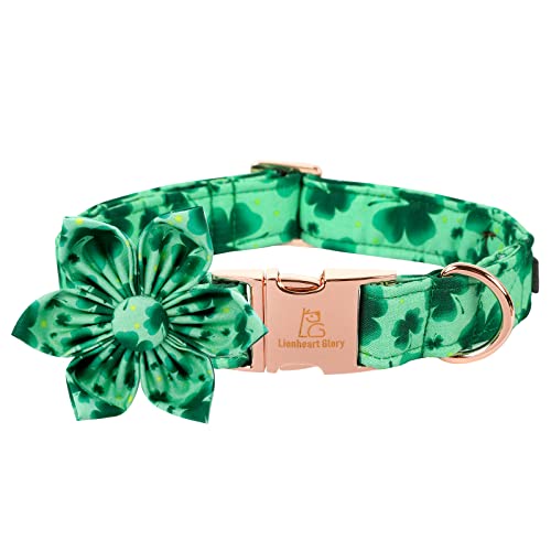 Lionheart Glory St. Patrick's Day Dog Collar Adjustable Floral Pattern for Medium Dogs Cute Pet Accessory