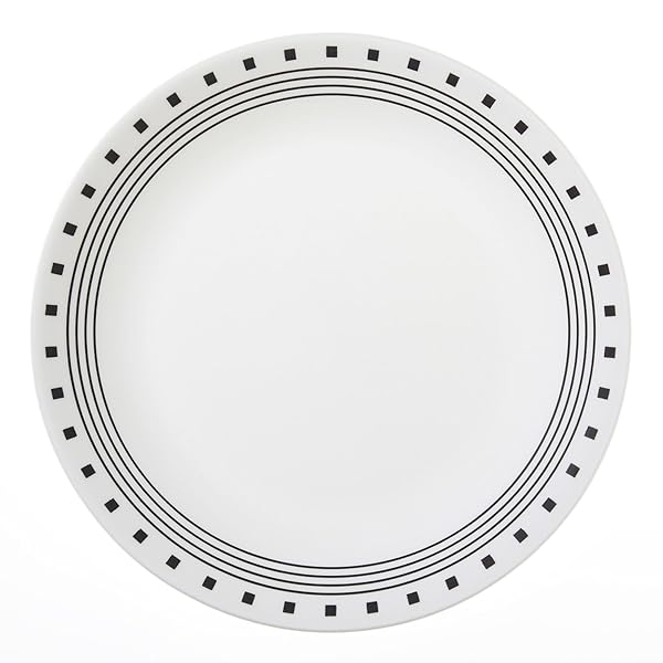Livingware City Block Dinner Plates - 10.25 Inch Set of 6 | Durable & Stylish Tableware