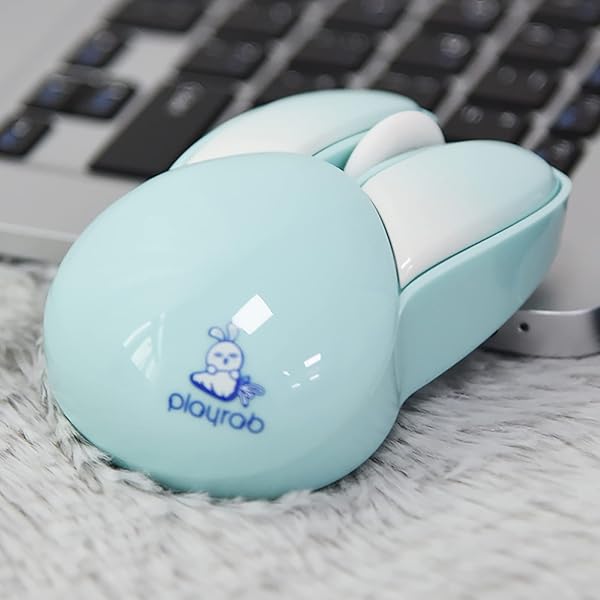 Lomiluskr Cute Bunny Wireless Mouse, Lightweight Soundless Mice, 2.4G Wireless Mice, Candy Colors, Kawaii Rabbit Mouse for Girls and Kids (Blue Bunny) - Image 8