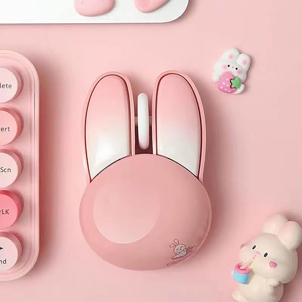 Lomiluskr Cute Bunny Wireless Mouse, Lightweight Soundless Mice, 2.4G Wireless Mice, Candy Colors, Kawaii Rabbit Mouse for Girls and Kids (Pink Bunny) - Image 4