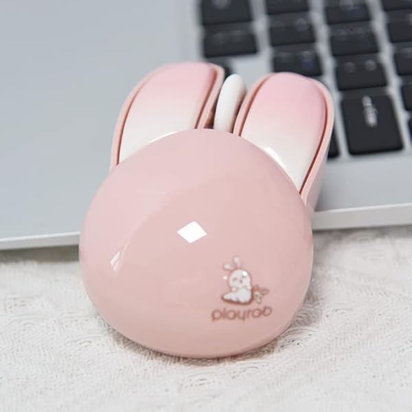 Lomiluskr Cute Bunny Wireless Mouse, Lightweight Soundless Mice, 2.4G Wireless Mice, Candy Colors, Kawaii Rabbit Mouse for Girls and Kids (Pink Bunny) - Image 8