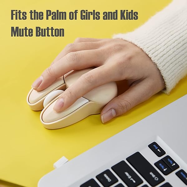 Lomiluskr Cute Bunny Wireless Mouse, Lightweight Soundless Mice, 2.4G Wireless Mice, Candy Colors, Kawaii Rabbit Mouse for Girls and Kids (Beige - Image 5