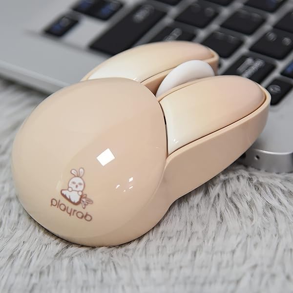 Lomiluskr Cute Bunny Wireless Mouse, Lightweight Soundless Mice, 2.4G Wireless Mice, Candy Colors, Kawaii Rabbit Mouse for Girls and Kids (Beige - Image 8