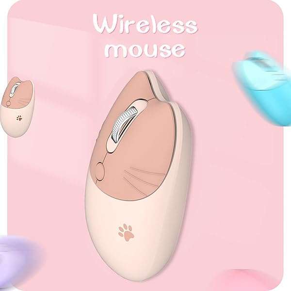 Lomiluskr Cute Cat Wireless Mouse - Lightweight, Soundless 2.4G Mice in Candy Colors for Kids & Girls (Milk Tea) - Image 9