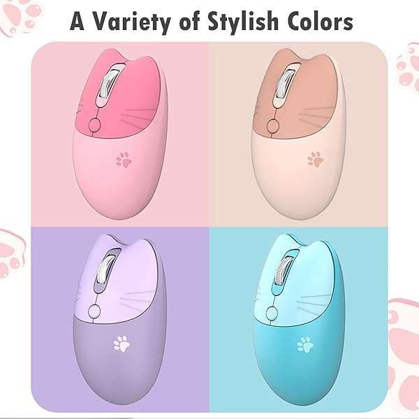 Lomiluskr Cute Cat Wireless Mouse - Lightweight, Soundless 2.4G Mice in Candy Colors for Girls & Kids (Pink) - Image 11