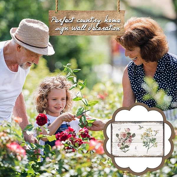 Loopeer Vintage Flower Metal Tin Signs Set Rustic Botanical Wall Decor for Home Bathroom Bedroom Chic Farmhouse Christmas Decor - Image 8