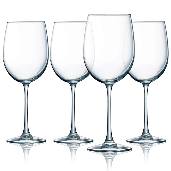 Buy Luminarc Cachet 19-Ounce White Wine Glass Set - 4 Clear Glasses for Elegant Dining