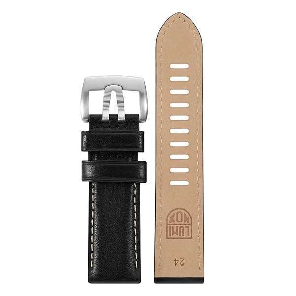 Luminox Men's Black Leather 24mm Strap 1900 Field Series Watch Band with Stainless Steel Buckle Modern Design