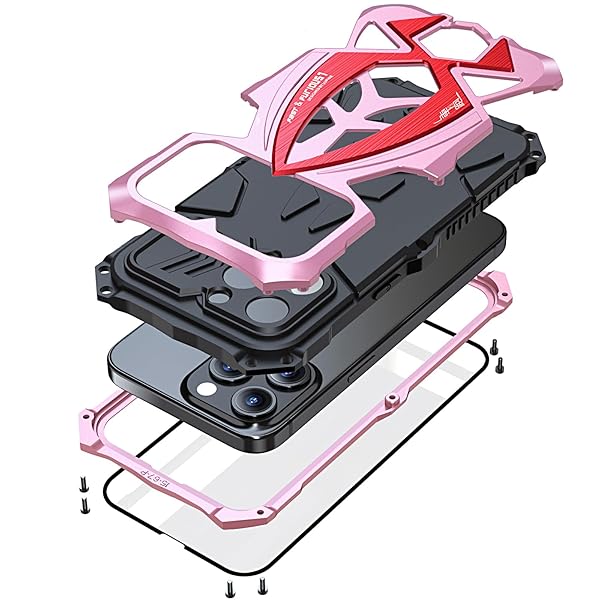 Lunivop Lunivop iPhone 15 Pro Max Case Heavy Duty Rugged Military Grade Protection Durable Rubber Bumper Cover for Men 2023 Pink