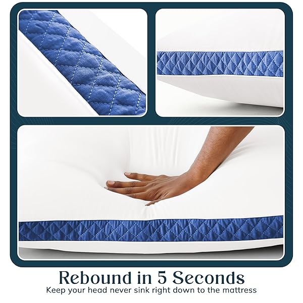 Lux Decor King Size Bed Pillows Set of 2 - Hotel Quality Gusseted Down Alternative for All Sleepers (Grey, 18x36) - Image 3