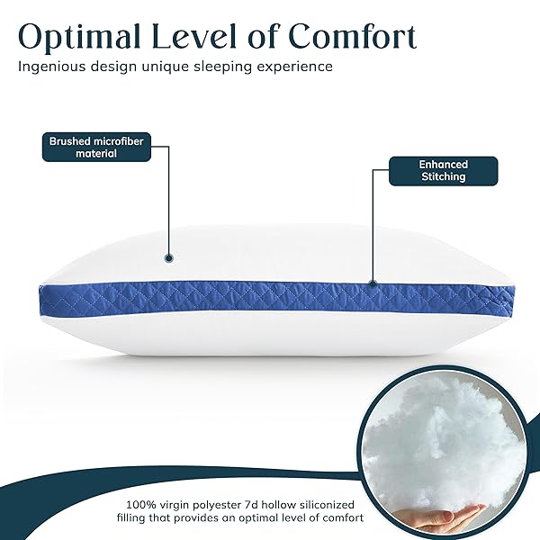 Lux Decor King Size Bed Pillows Set of 2 - Hotel Quality Gusseted Down Alternative for All Sleepers (Grey, 18x36) - Image 5