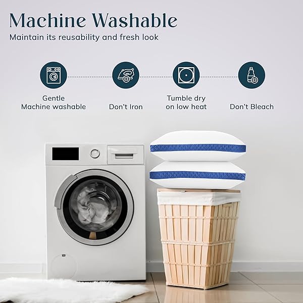 Lux Decor King Size Bed Pillows Set of 2 - Hotel Quality Gusseted Down Alternative for All Sleepers (Grey, 18x36) - Image 6