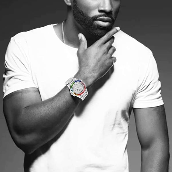 Shop Luxury Colorful Diamond Quartz Watches - Stylish Silver Stainless Steel Band - Image 4