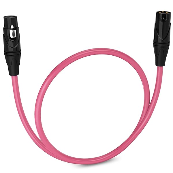LyxPro 1.5 Feet XLR Microphone Cable Balanced Male to Female 3 Pin Mic Cord for Professional Audio Performance and Recording Devices Pink
