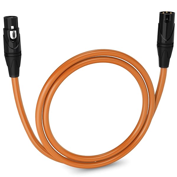 LyxPro 3 Feet XLR Microphone Cable Balanced Male to Female 3 Pin Mic Cord for Professional Audio Performance and Recording Devices Orange