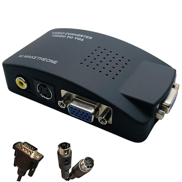 RCA RCA to VGA Adapter: Convert Composite AV & S-Video to VGA for CCTV, PC, Laptop, DVD, DVR, VCR, & Projector