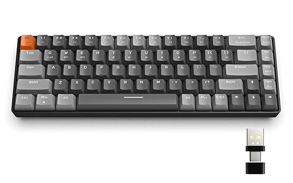 MAGIC-REFINER RK68: 60% Wireless Mechanical Keyboard with Bluetooth 5.0, Hot Swappable Keys & Linear Red Switch for Gaming