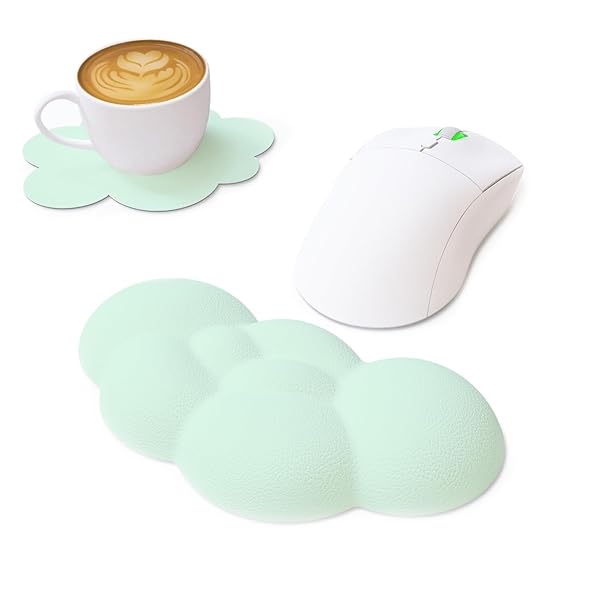 MANBASNAKE Cloud Mouse Pad Wrist Support,Leather Cushion Memory Foam,Leather Waterproof Coaster,Ergonomic Palm Rest for Computer,Laptop,Office