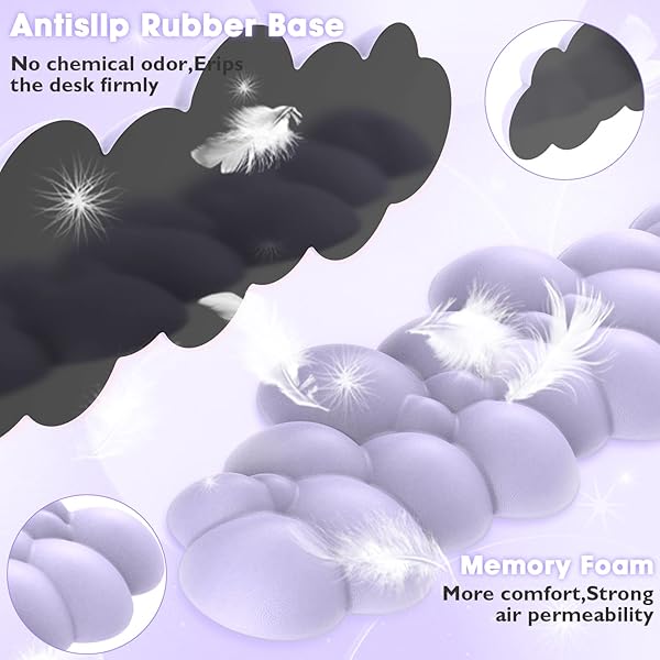 MANBASNAKE Keyboard Cloud Wrist Rest,PU High Density Memory Foam with Non-Slip Base for Typing Pain Relief,Ergonomic Keyboard Pad with Wrist Support - Image 4