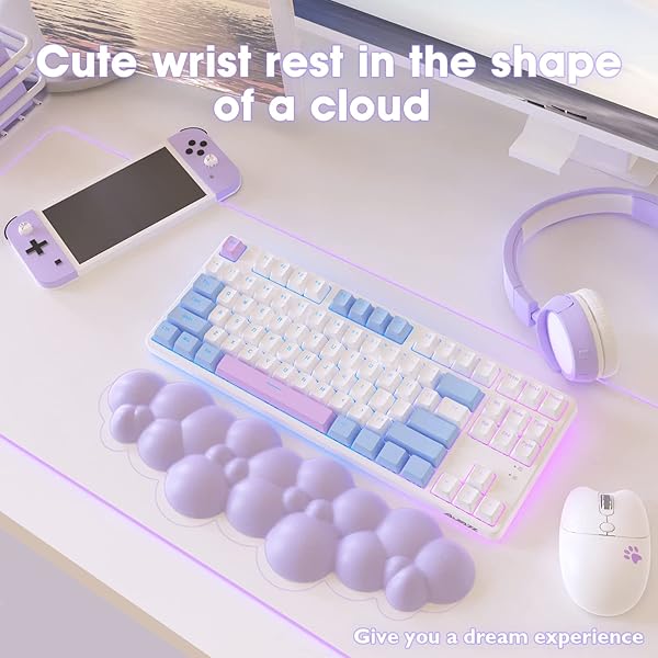 MANBASNAKE Keyboard Cloud Wrist Rest,PU High Density Memory Foam with Non-Slip Base for Typing Pain Relief,Ergonomic Keyboard Pad with Wrist Support - Image 5