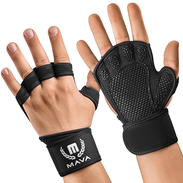 Shop MAVA Open Gym Gloves: Padded Weight Lifting Gloves with Wrist Support for Men & Women - Strong Grip & Anti-Sweat! - Image 2