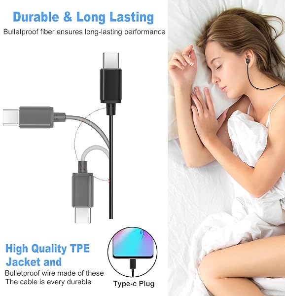 MAXROCK USB C Headphones for Samsung S22, Wired Type C Earphones with Microphone, Noise Isolation in-Ear Earbuds Headset for Galaxy S21 FE A53 Flip 4 - Image 6