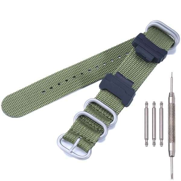 MCXGL Heavy Duty Nylon Watch Strap & Adapter 16mm for GShock DW5600, DW9052, GW6900, GA110, GA120, GA100 - Durable Replacement Band
