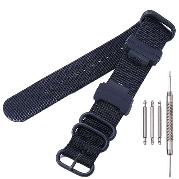 MCXGL Heavy duty nylon watch strap + Adapter 16mm Replacement for GShock Dw5600 GW6900 GA110 GA120 GA100 mens watch band