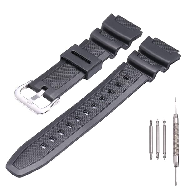 MCXGL Natural Resin Replacement Watch Band Compatible with Casio W218H W-219H AE1200WH AE-1300WH W800H SGW-300H F-108WH Waterproof Rubber strap