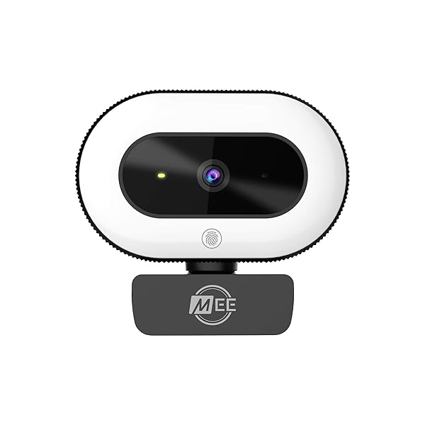 MEE audio CL8A 1080p HD Webcam with Ring Light Microphone Autofocus Low Light Correction for Video Calling on PC Mac Laptop
