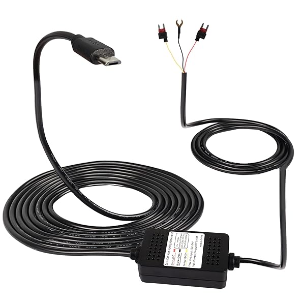 MEIRIYFA Dash Cam Acc Hardwire Kit, Micro USB Hardwire Dashcam Kit Step-Down Cable, 12V-24V to DC 5V 3A Car Dash Charger Power Cord for Cars Camera