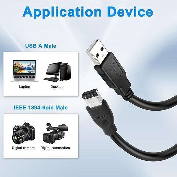 MEIRIYFA Firewire 1394 to USB Adapter Cable 1.8M - 6 Pin Male to USB 2.0 Converter for Printers & Scanners - Image 4