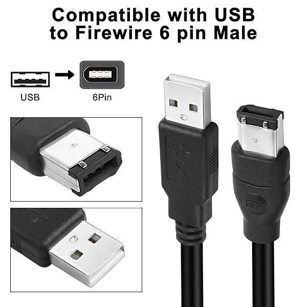 MEIRIYFA Firewire 1394 to USB Adapter Cable 1.8M - 6 Pin Male to USB 2.0 Converter for Printers & Scanners - Image 5