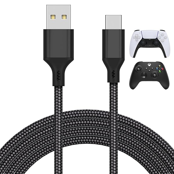 MENEEA 16.4FT Nylon Braided Charger Cable for PS5 Xbox Series X Switch Pro USB Type-C Accessories Black