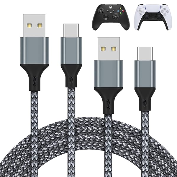 MENEEA Charger Charging Cable for PS5 PS5 Pro Controller,for Xbox Series X S,for Nintendo Switch 2 Pack 10FT Replacement USB C Cord Nylon Braided