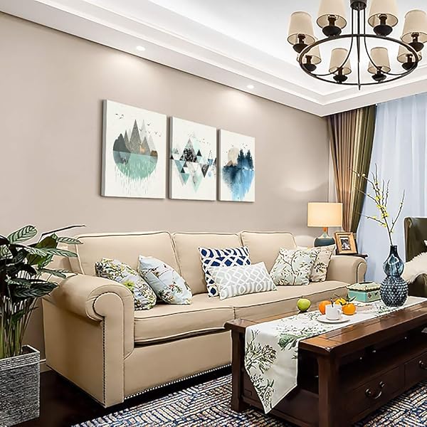 MHARTK66 Abstract Geometry Canvas Wall Art - 3 Panels for Living Room, Office & Bedroom Decor - 12x16 Inch Mountain Pictures - Image 4