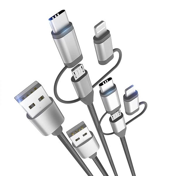 MICFLIP Apple MFi Certified 3 in 1 Charging Cable Adapter Lightning Type-C Micro USB for iPhone iPad Samsung Galaxy 2 Pack 3.5ft - Image 2