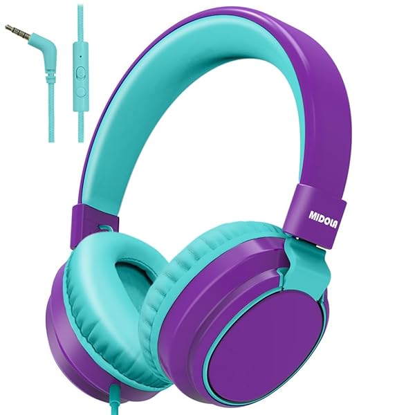 MIDOLA Kids Headphone Wired Volume Limited 85 94dB Over-Ear On-Ear Foldable Headset with Microphone Hearing Protection Headphones for Toddler Boy