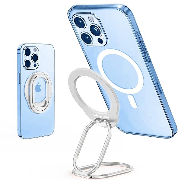 MINDSKY Phone Stand Phone Grip Compatible with iPhone 12 13 14 15 Mini Pro Pro Max Accessories Removable Magnetic Finger Phone Ring Grip (Silver)