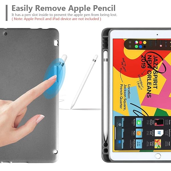 MMK for iPad Keyboard Case for 10.2" 9th/8th/7th Generation 2021/2020/2019, Detachable Wireless BT Keyboard with Magnetic Protective Cover with Pencil Holder for iPad Pro 10.5" 2019 - Image 4
