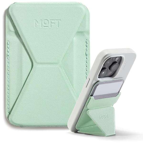 MOFT MOFT Magnetic Wallet Stand for iPhone 16/15/14/13/12 - Adjustable Angle & MagSafe Compatible - Peppermint Color