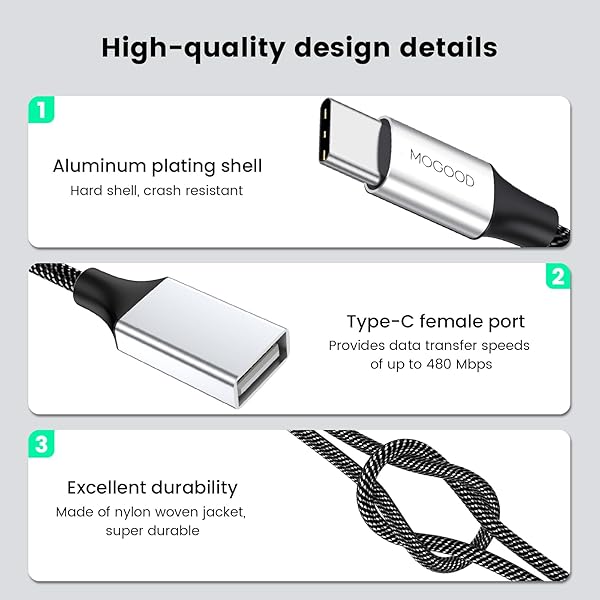 Buy MOGOOD USB C to Dual USB Female Adapter - Type C Splitter for MacBook Pro, Google Pixel, Galaxy S9/S8, Note 8 - Fast OTG Converter - Image 8