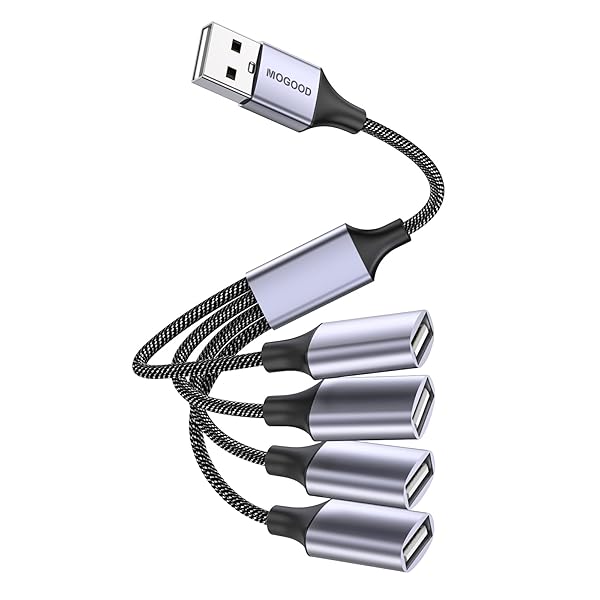 Buy MOGOOD 4-Port USB 2.0 Splitter Hub for Fast Data Transfer & Charging - Compatible with Laptops, Printers, TVs & More!