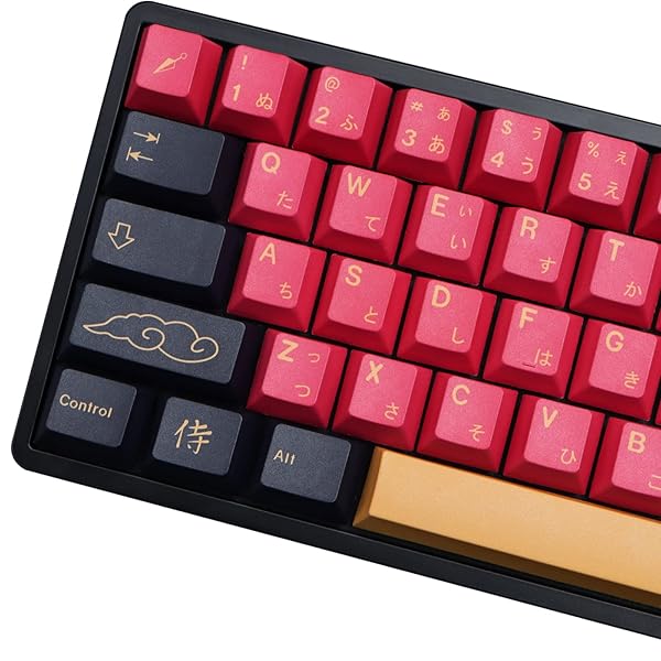 MOLGRIA Upgrade Your Gaming Setup: MOLGRIA Red Samurai PBT Keycaps for Cherry MX, Gateron & Kailh Keyboards - 129 Set with Puller