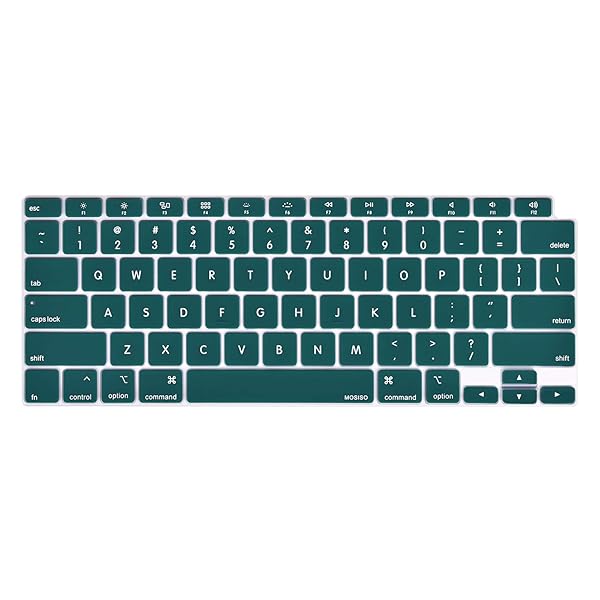 MOSISO Keyboard Cover for MacBook Air 13 inch 2022 2021 2020 A2337 M1 A2179 Waterproof Silicone Skin Deep Teal Backlit Magic Keyboard